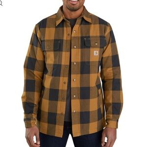 NEW Carhartt RELAXED FIT HEAVYWEIGHT FLANNEL SHERPA-LINED SHIRT JACKET